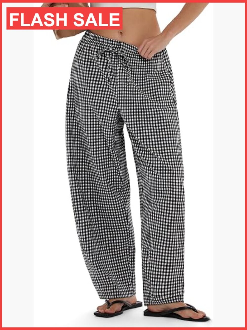 Linen Barrel Ankle Pants Drawstring Lounge Wide Leg Mid Rise